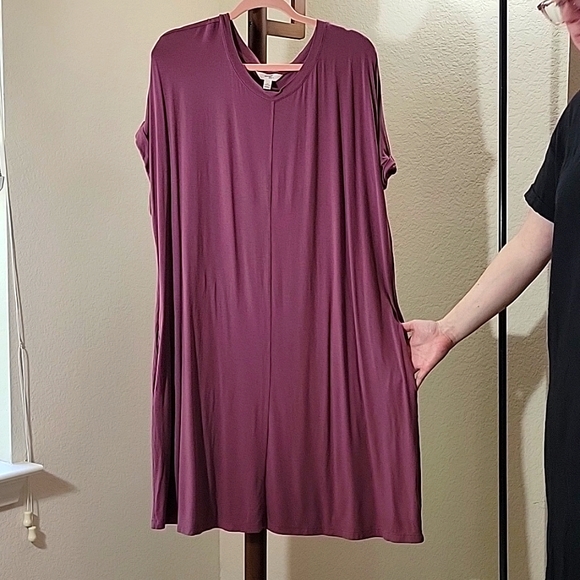 Rose tshirt dress with pockets - Picture 4 of 4